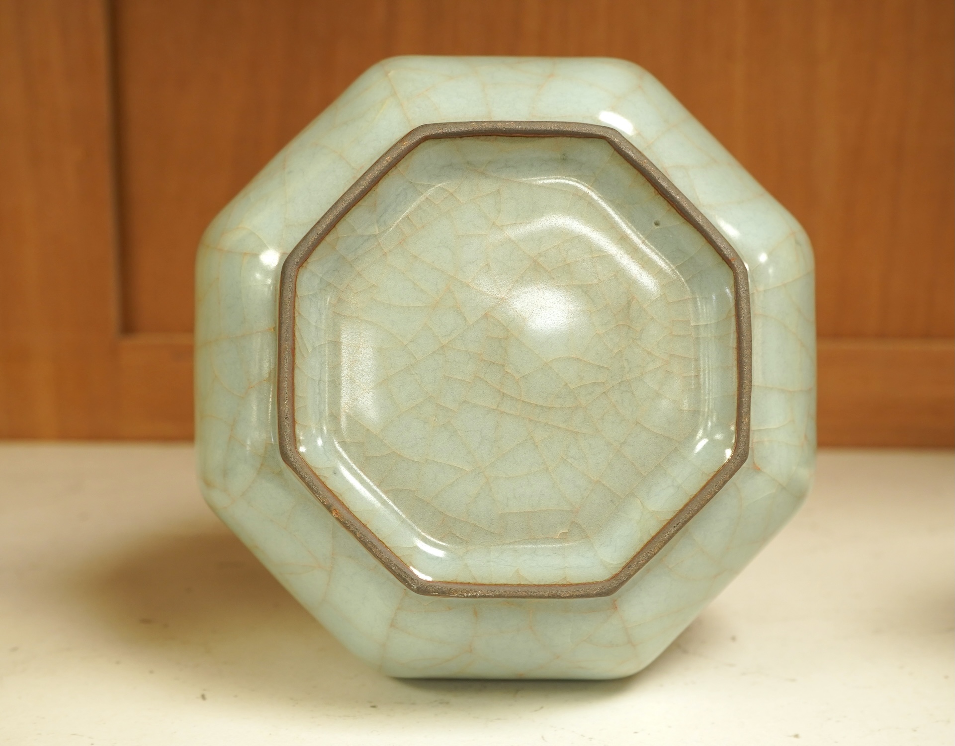 A Chinese crackle glaze turquoise vase, 24cm high